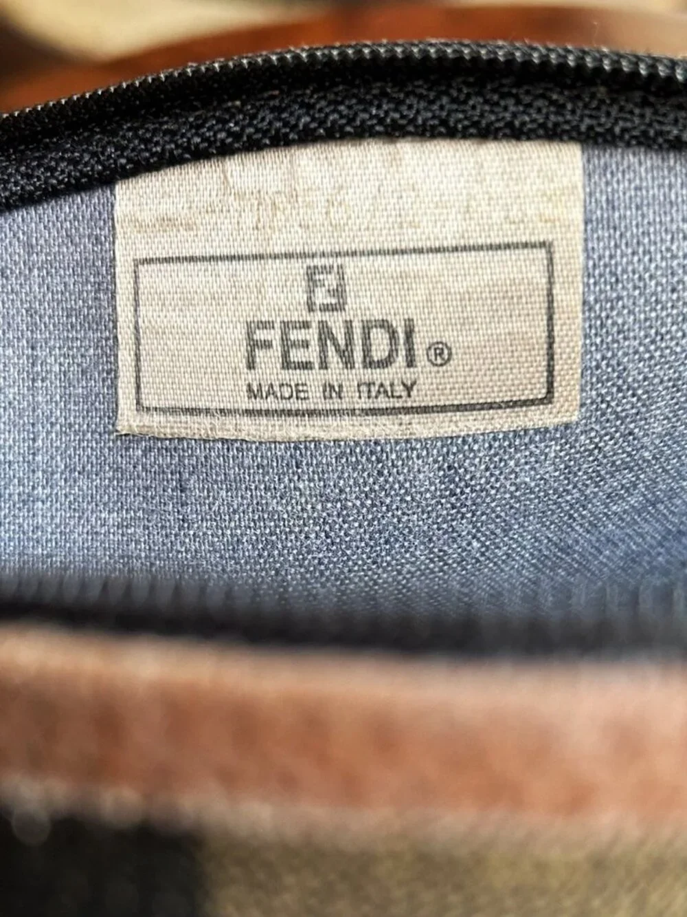 FENDI Pequin Stripe Cosmetic Pouch, Tobacco, Black